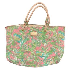 Lilly Pulitzer Mini Chin Chin Shoreline Tote Beach Bag Purse Elephant Pink Green